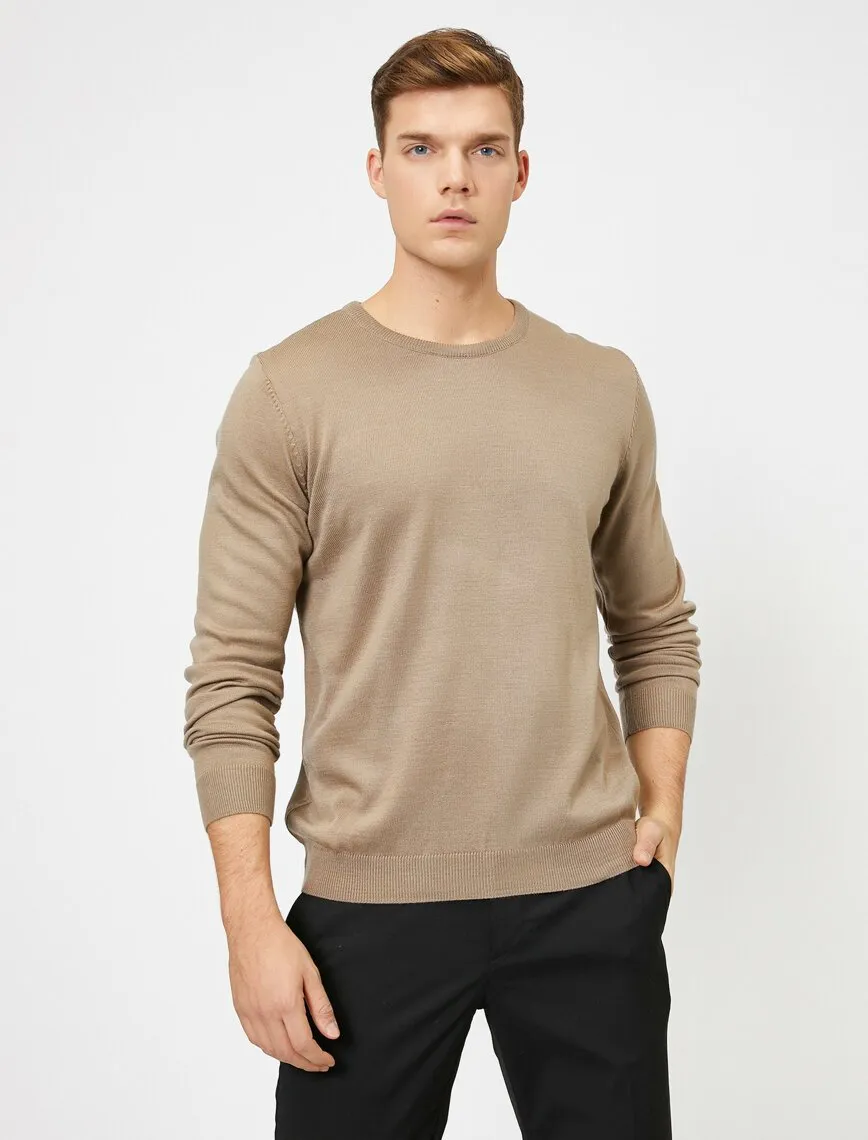 17344 Light Brown Crew Neck Jumper