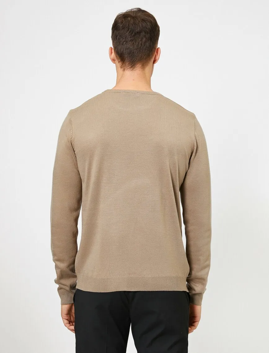 17344 Light Brown Crew Neck Jumper
