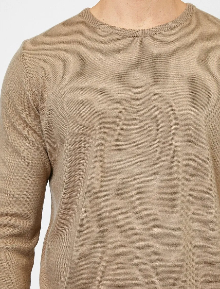 17344 Light Brown Crew Neck Jumper