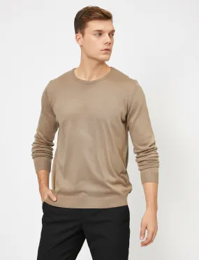 17344 Light Brown Crew Neck Jumper