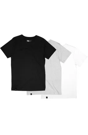 3-pack Stockholm Base t-shirts wit, grijs & zwart