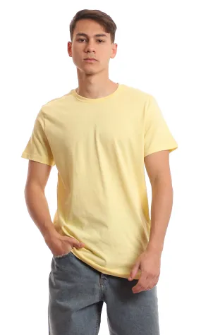 97694 Crew Neck Basic Solid Light Yellow Tee