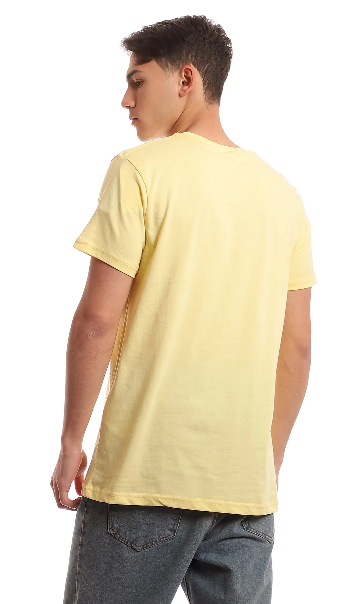 97694 Crew Neck Basic Solid Light Yellow Tee