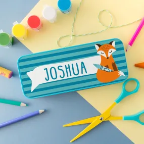 Children's Personalised Clever Fox Pencil Tin