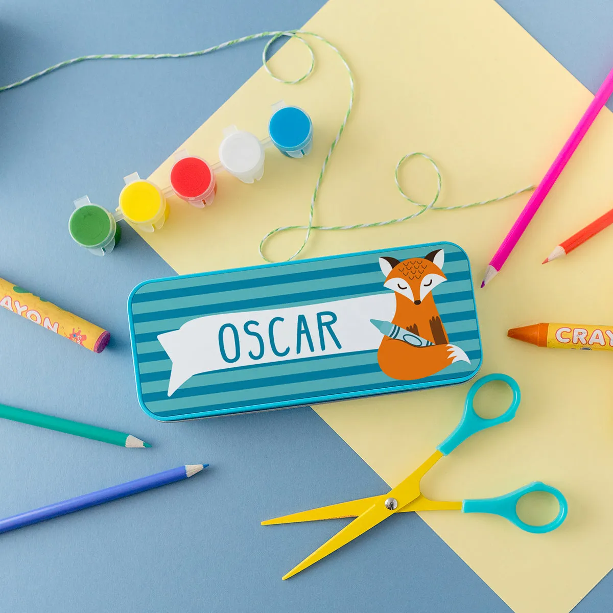 Children's Personalised Clever Fox Pencil Tin