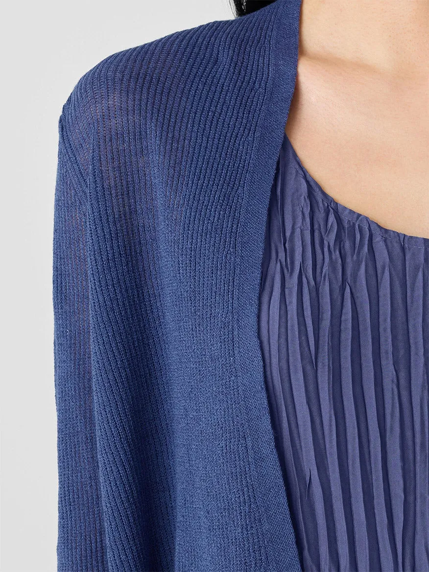 Eileen Fisher Organic Linen Cotton Cropped Cardigan in Bluette