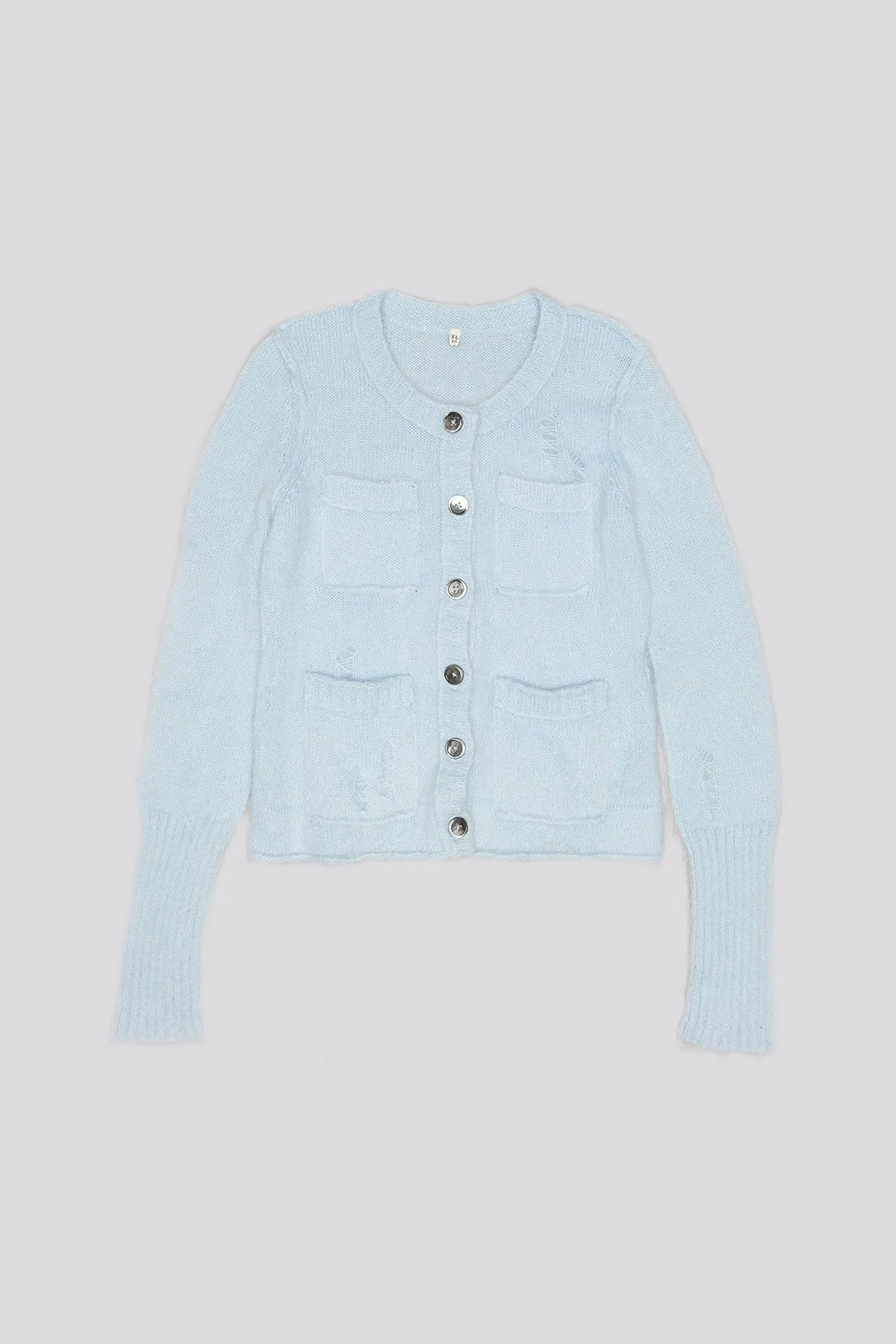 ELONGATED SHRUNKEN CREWNECK CARDIGAN - LIGHT BLUE