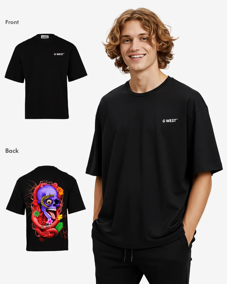 G WEST OVERSIZED PREMIUM SNAKE SKULL T-SHIRT