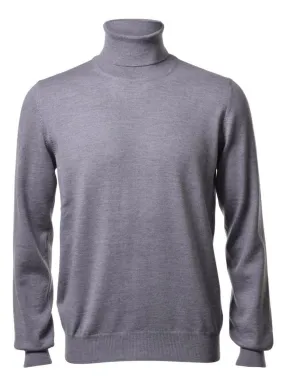 Gran Sasso Solid Merino Turtleneck in Light Grey