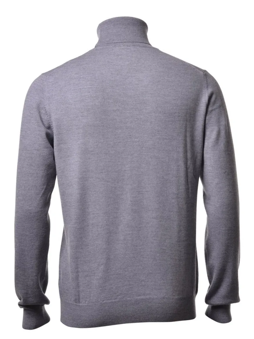 Gran Sasso Solid Merino Turtleneck in Light Grey