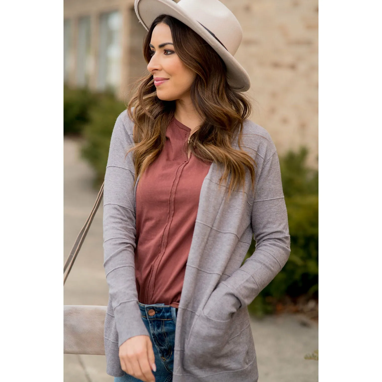 Horizontal Raised Line Cardigan