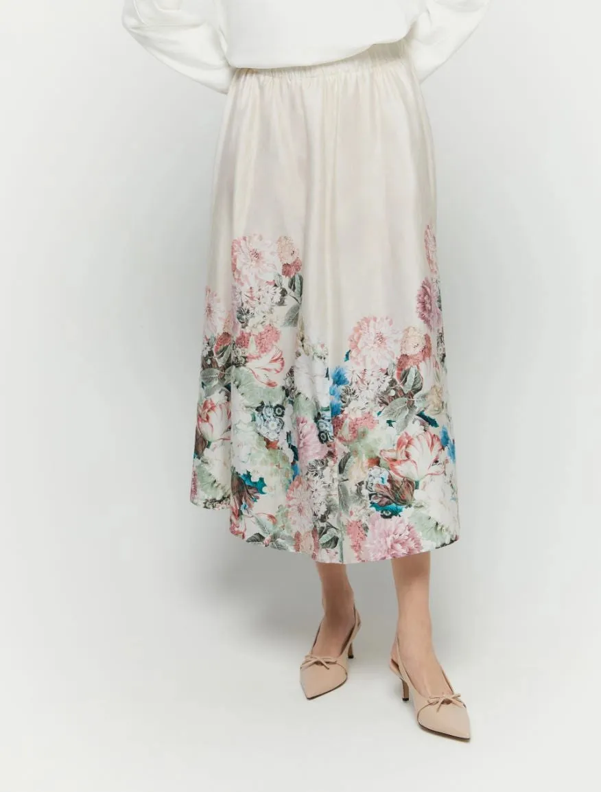 Iblues Natif Long Flared Floral Print Skirt