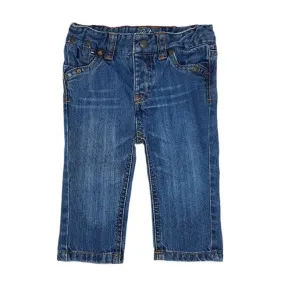 Jean droit bleu délavé