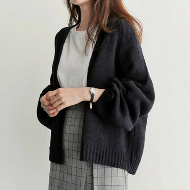 Joskaa Christmas Gift JMPRS Autumn Chic Women Cardigans Sweater Long Sleeve Loose Plus Size Girls Knitted Short Coat Causal Solid Korean Tops 2024