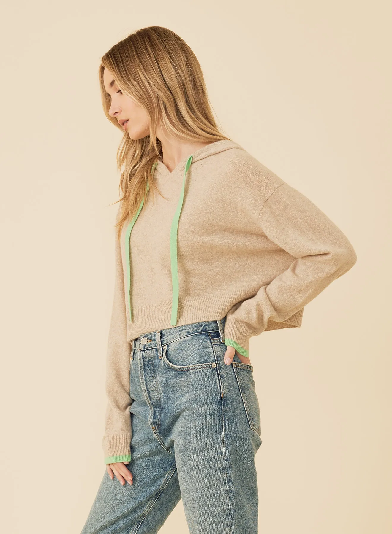 Lance Cashmere Hoodie - Oatmeal Combo