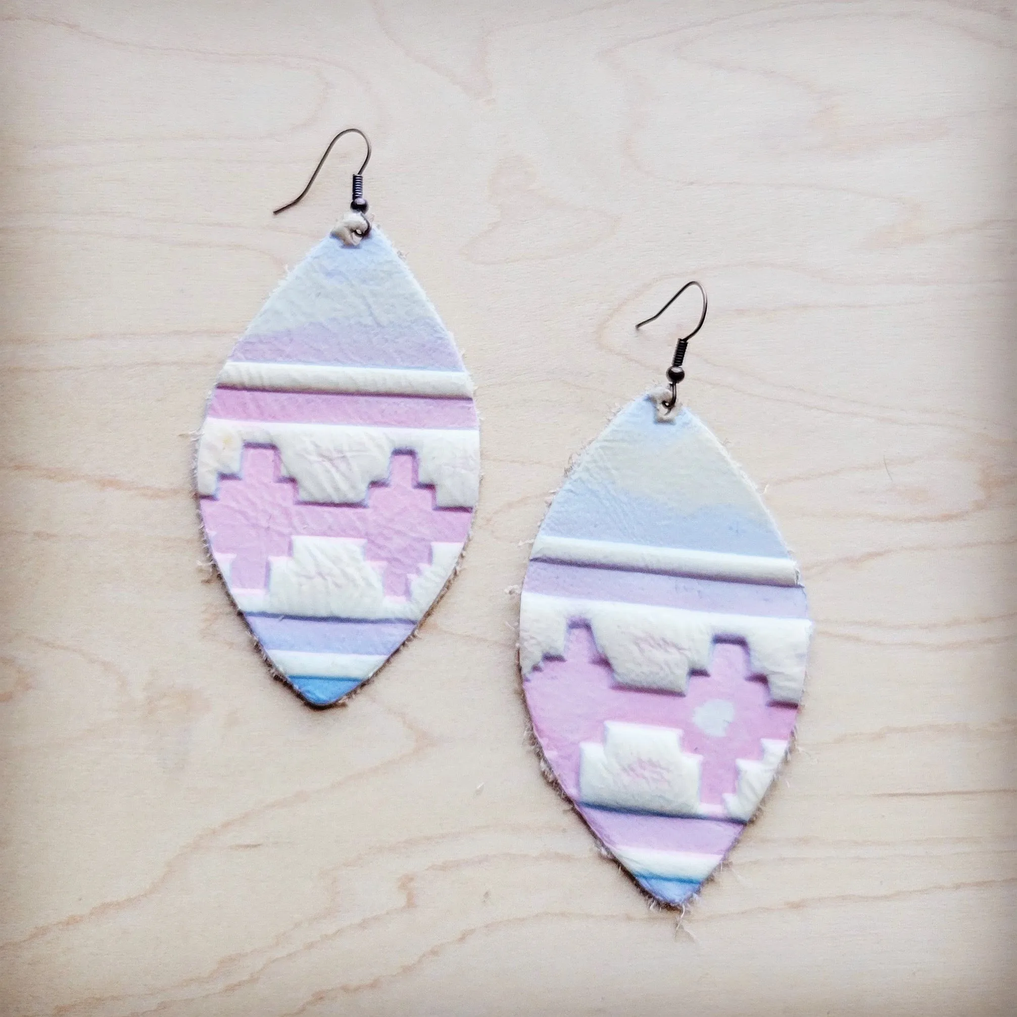 Leather Oval Earring-Pastel Navajo 224v