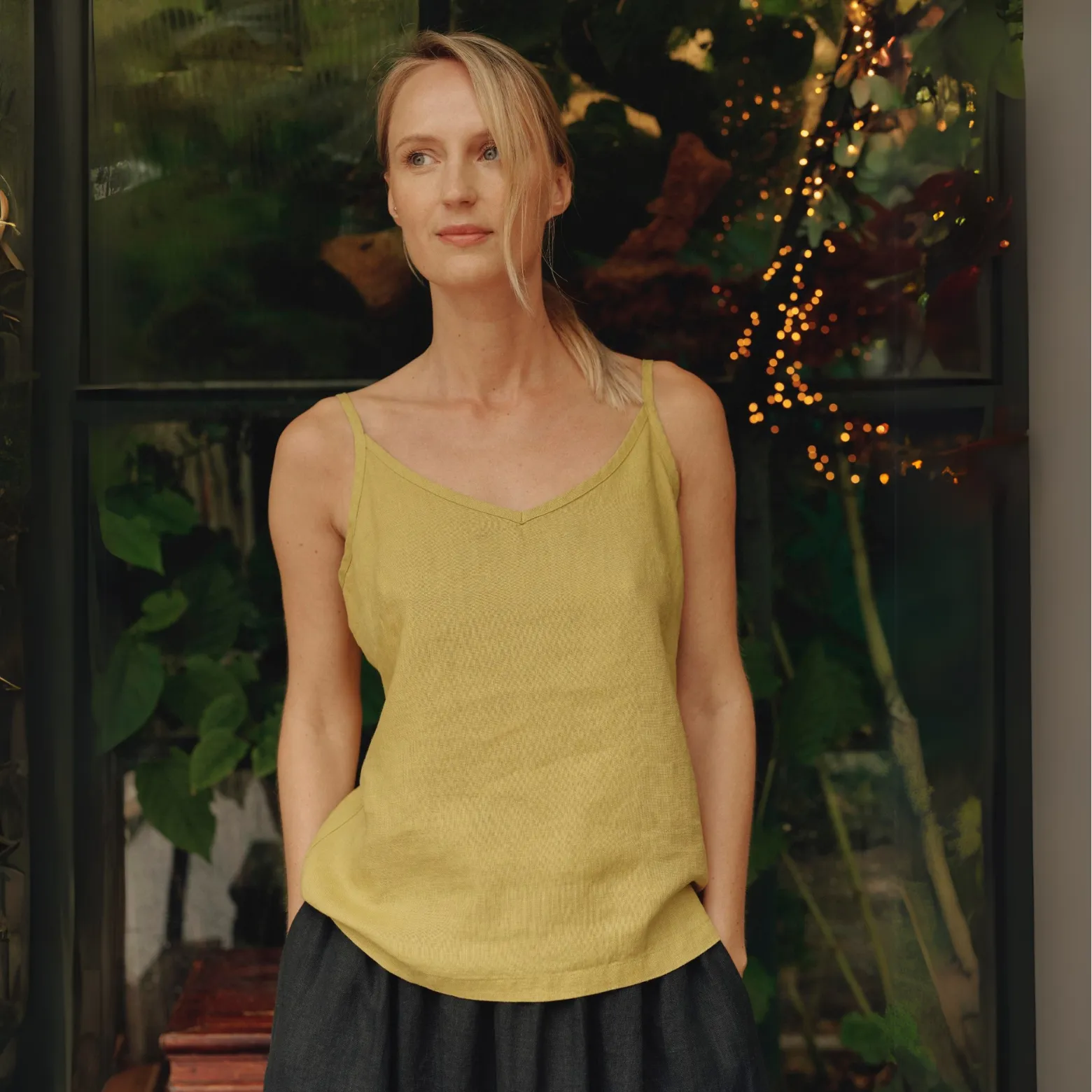 Lemon Curry Linen Star Top