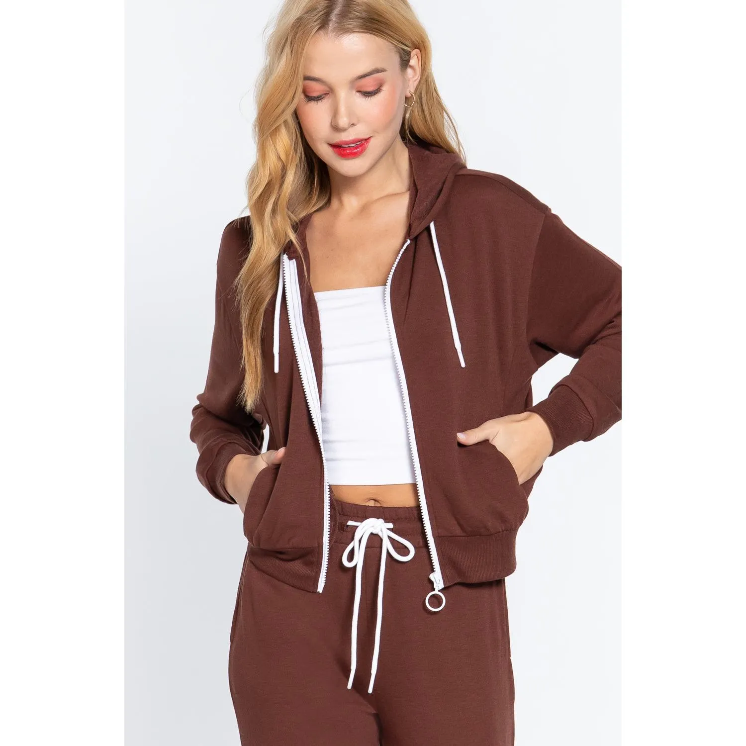 Long Sleeve Waist Length ZipUp Hoodie