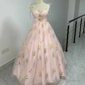 Luxury Floral Embroidery Long Pink Prom Evening Dresses Women Summer Party Formal Occasions Reception Dress