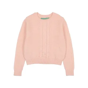 Maisonita Pale Pink Cabled Crew Sweater