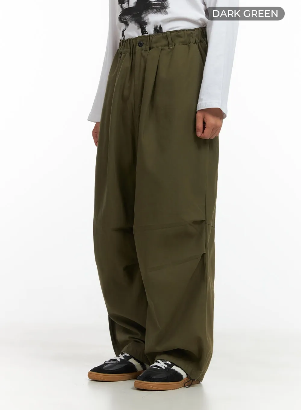 Men's Solid Pintuck Wide Leg Trousers CO408