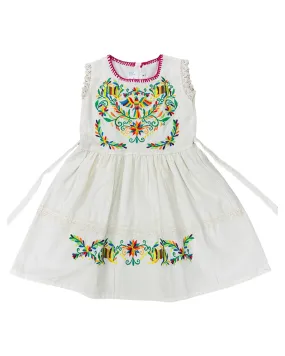 Mexican Girl Otomi Ivory Dress