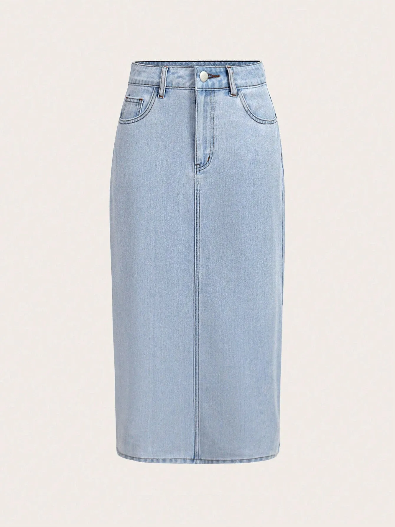 Midi Skirt With Split Hem_L Blue