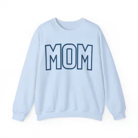 MOM Navy on Light Blue Oversized Pullover Crewneck Sweatshirt