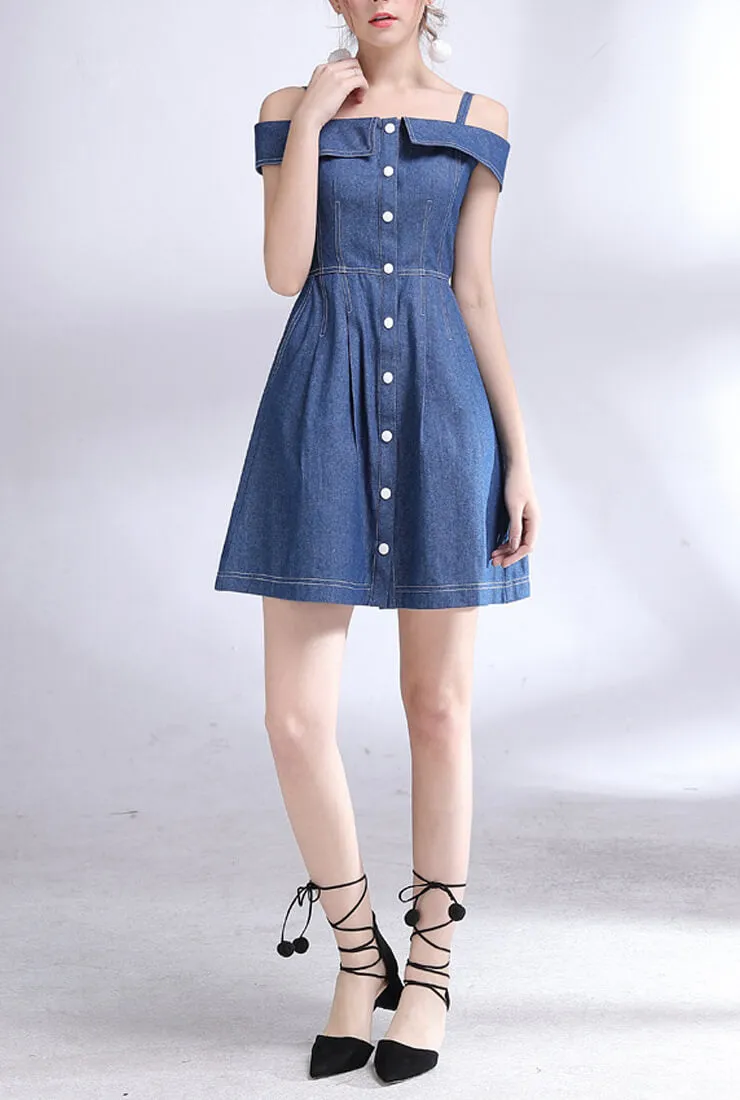 Off The Shoulder Denim Mini Dress
