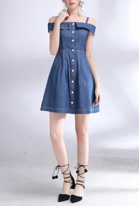 Off The Shoulder Denim Mini Dress