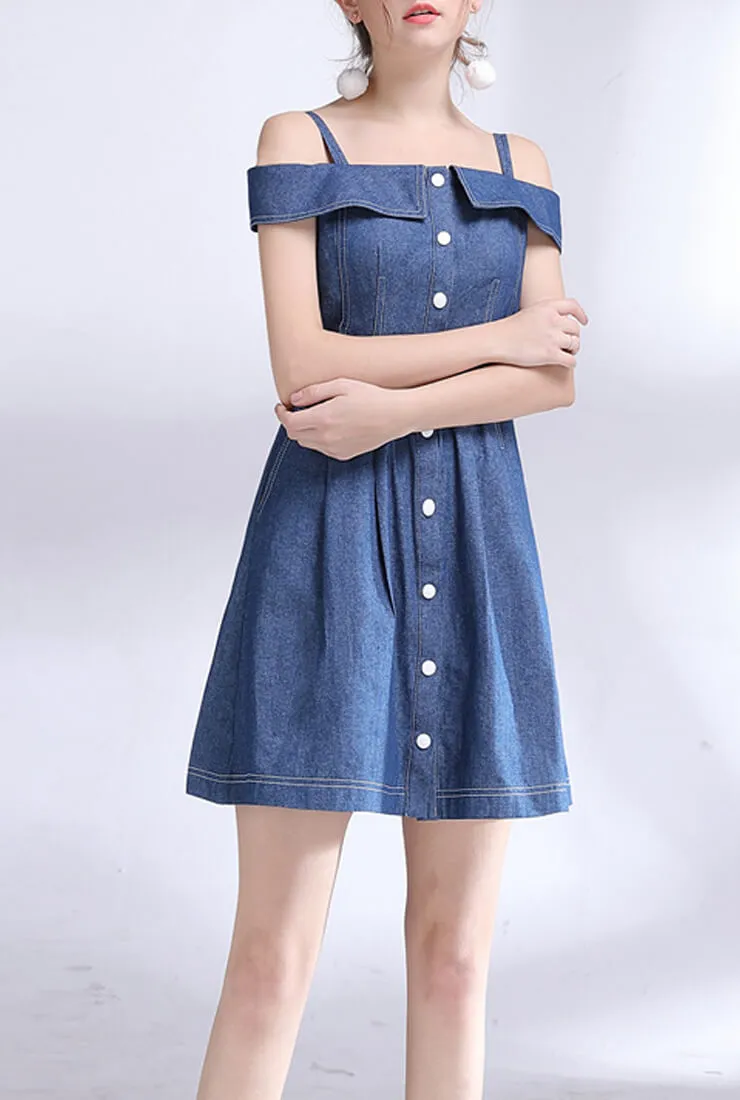 Off The Shoulder Denim Mini Dress