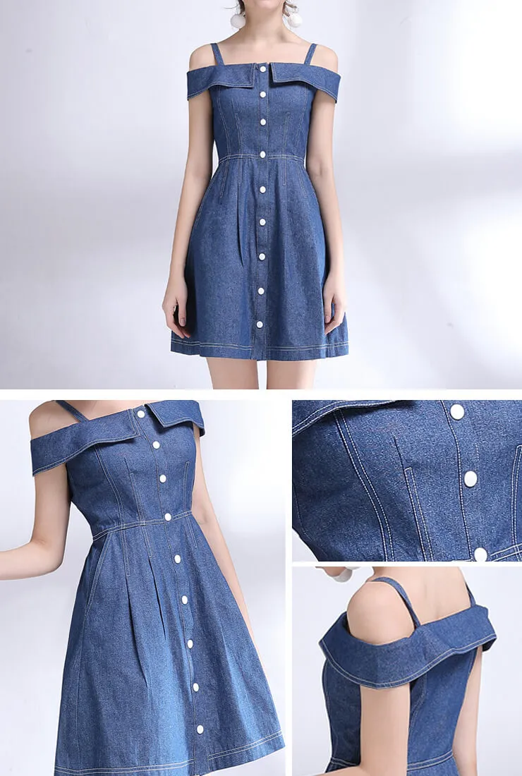 Off The Shoulder Denim Mini Dress