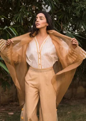 Oversize Yukata Shirt in Caramel Stripe