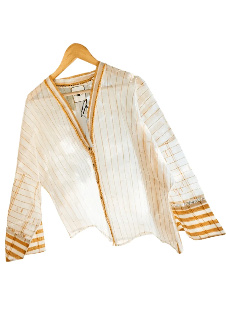 Oversize Yukata Shirt in Caramel Stripe