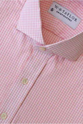 Pink Small Gingham Check Poplin Men's Bespoke Shirt