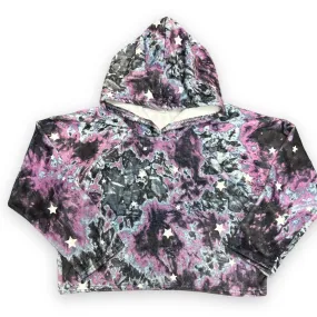 Purple Bleach Fuzzy Cropped Hoodie