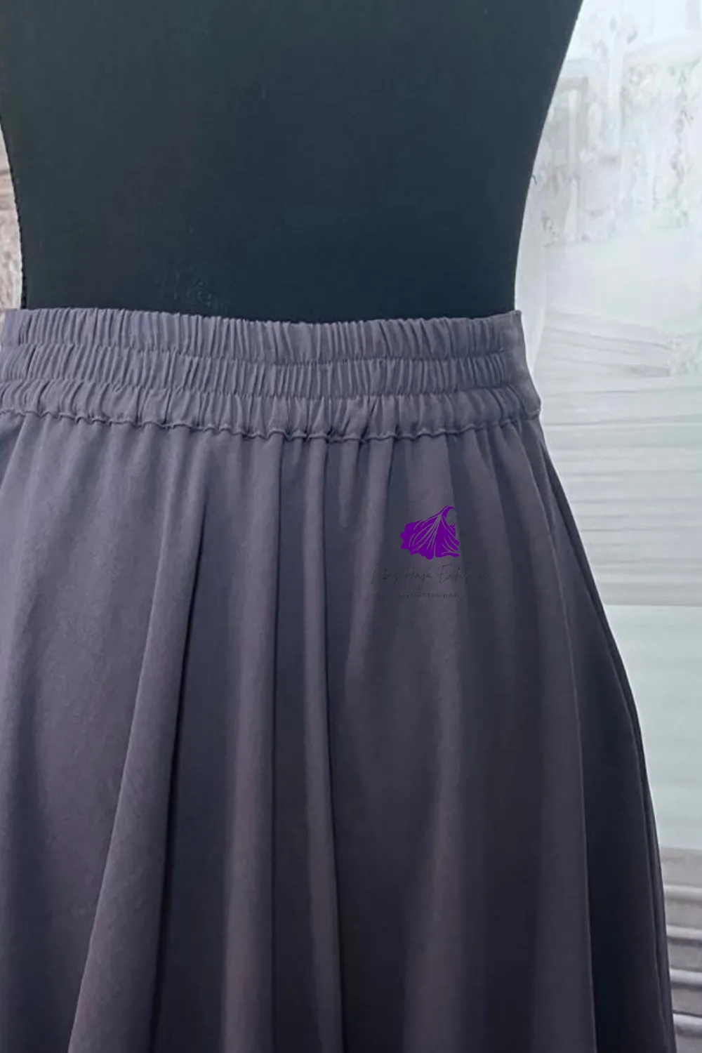 Skirts-Hiba High Waist Skirt, Full Circle Crepe Skirt with elastic Band & Pockets-Lavender (Ships to South America)