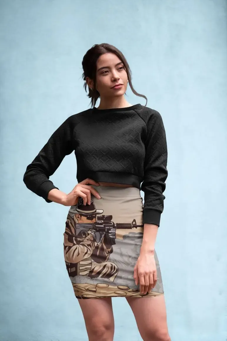 Soldier with Ar15 Pencil Skirt