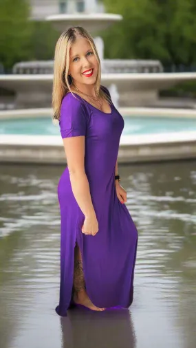 Stacey Short Sleeve Maxi Dress: Purple