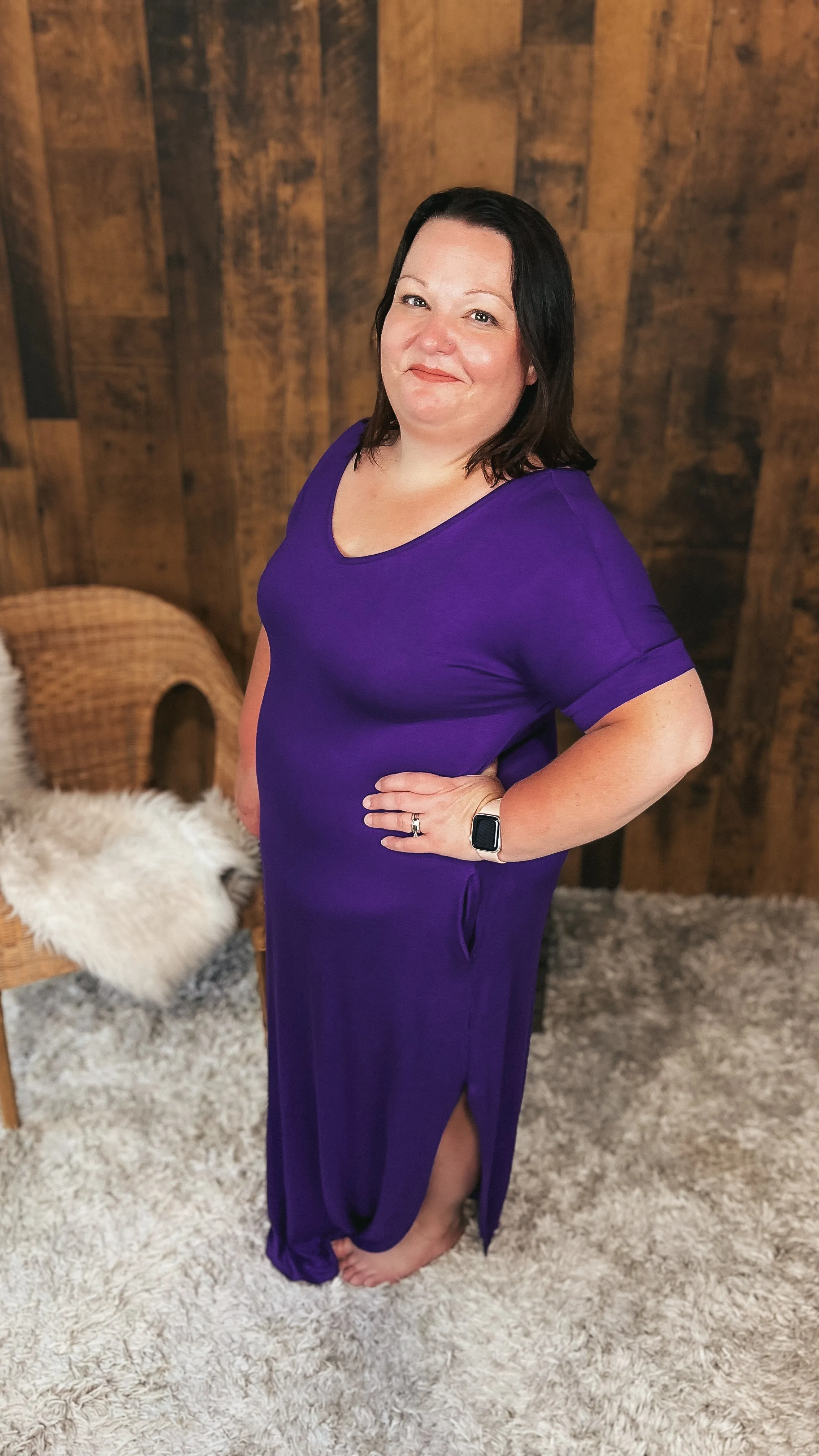 Stacey Short Sleeve Maxi Dress: Purple