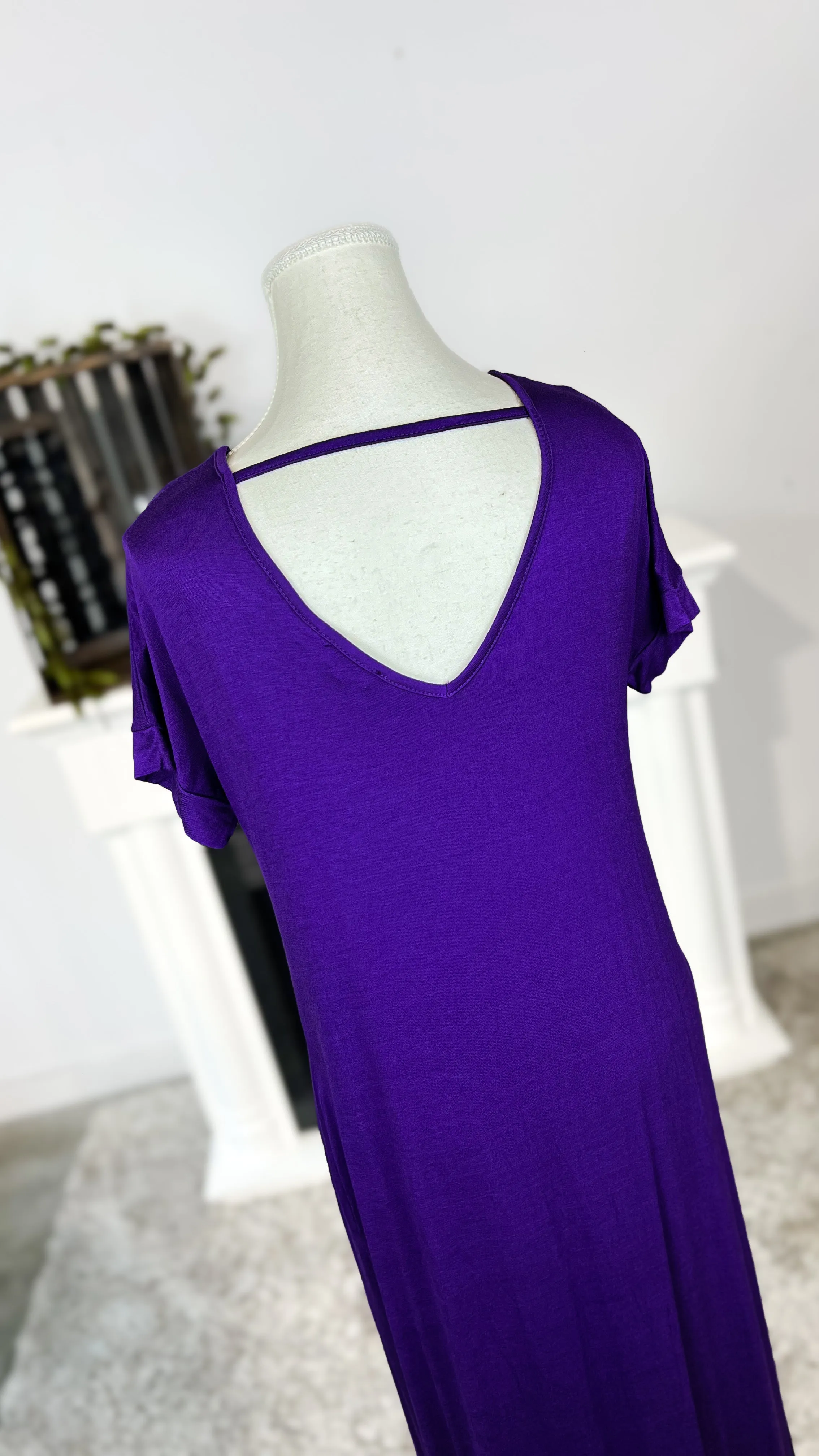 Stacey Short Sleeve Maxi Dress: Purple