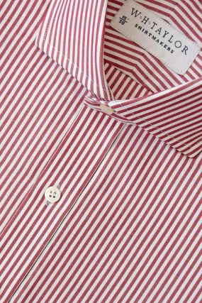 Wine Bengal Stripe Poplin Men's Bespoke Shirt