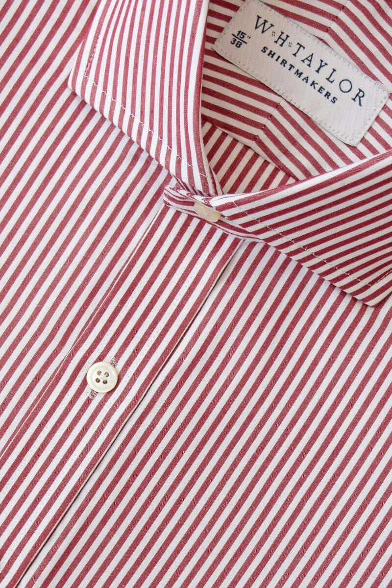 Wine Bengal Stripe Poplin Men's Bespoke Shirt