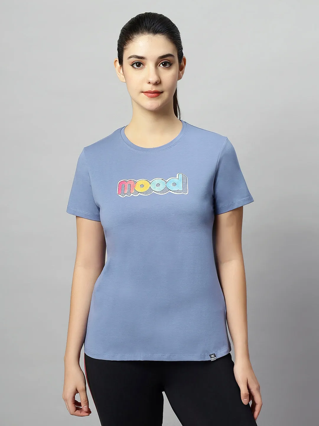 WOMEN COLORFUL MOOD PRINT SOFT COTTON T-SHIRT