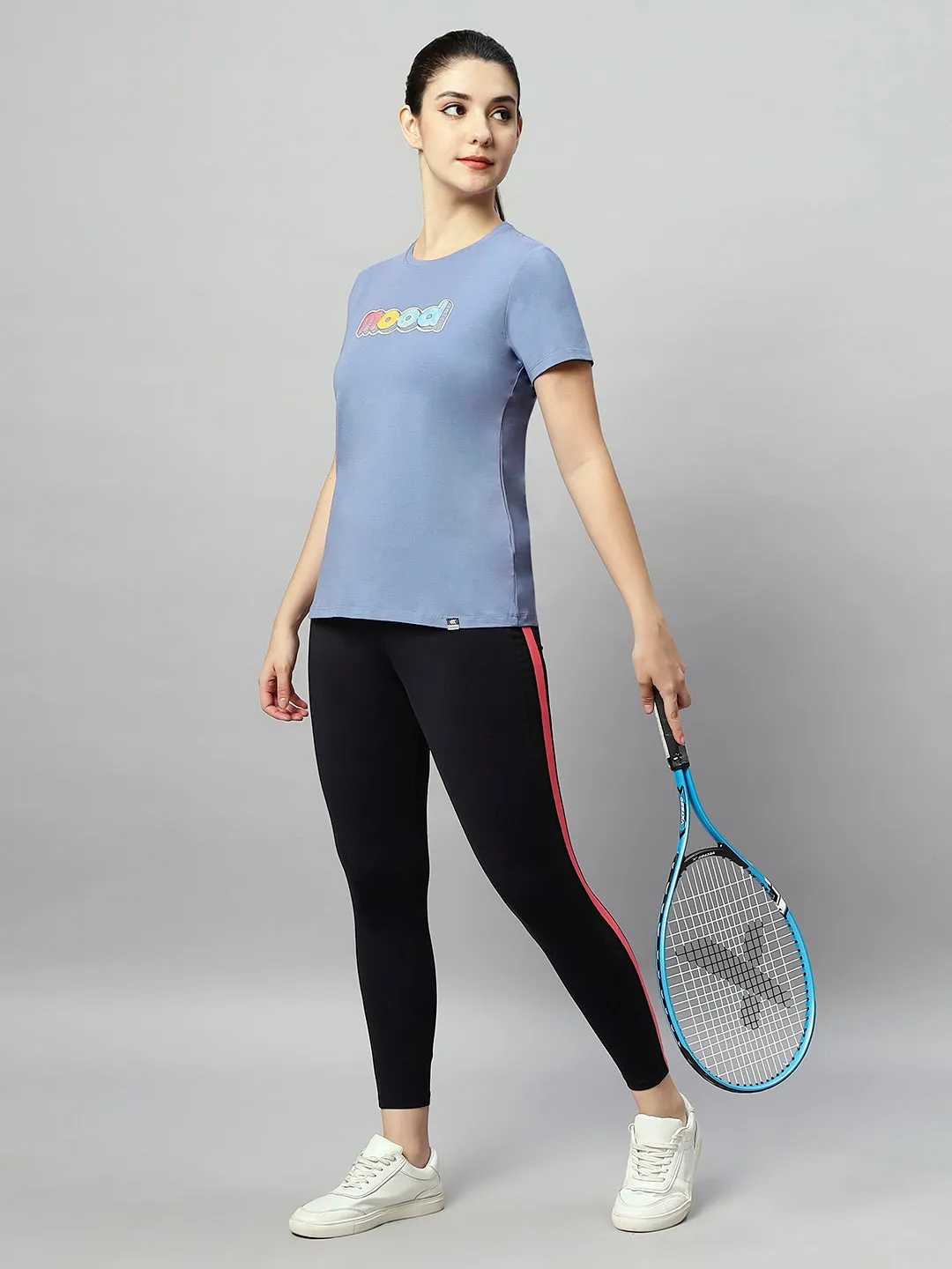 WOMEN COLORFUL MOOD PRINT SOFT COTTON T-SHIRT