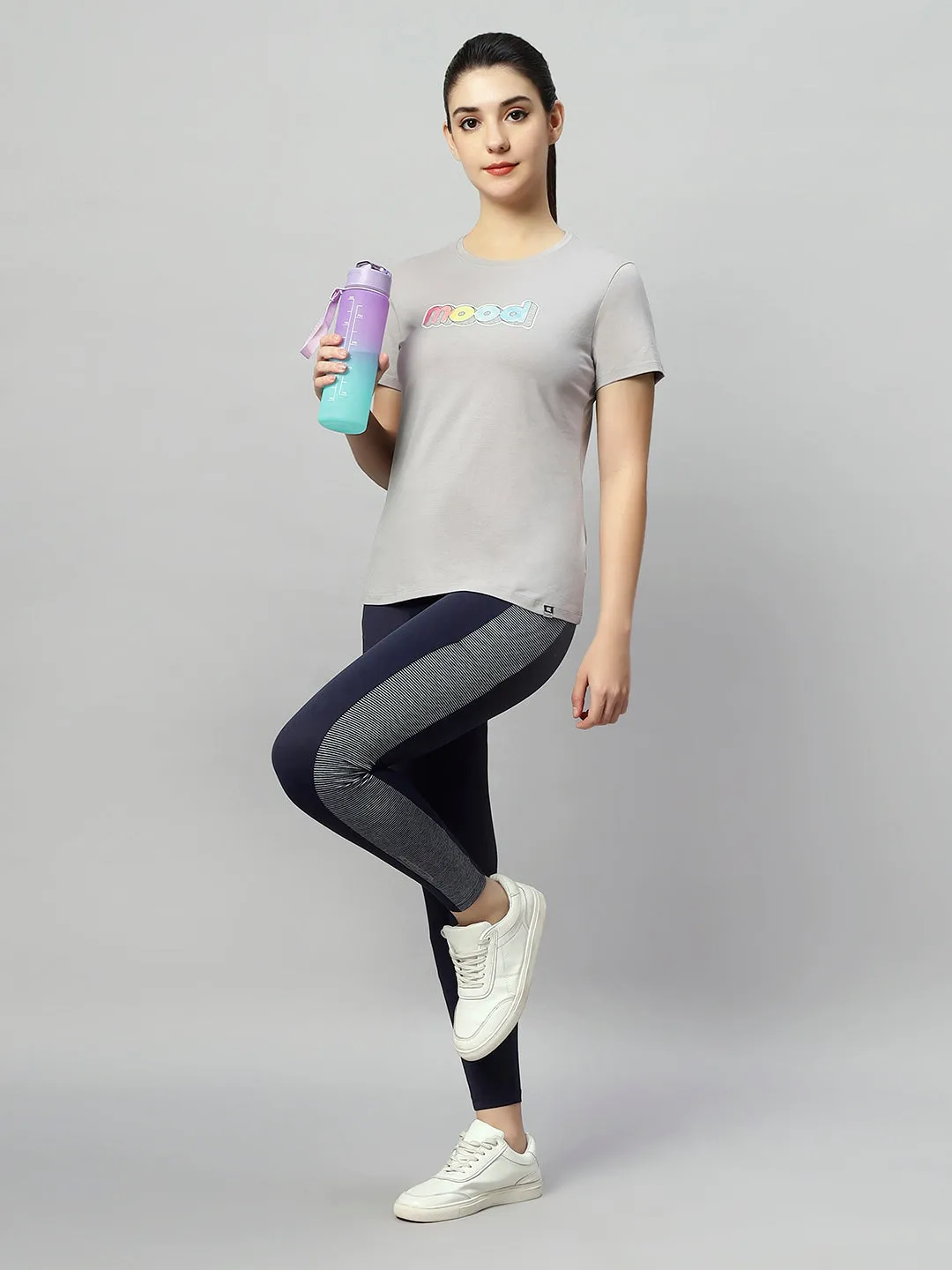 WOMEN COLORFUL MOOD PRINT SOFT COTTON T-SHIRT