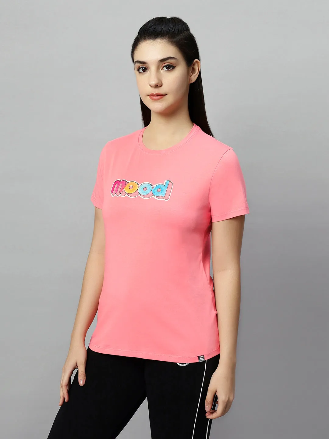 WOMEN COLORFUL MOOD PRINT SOFT COTTON T-SHIRT