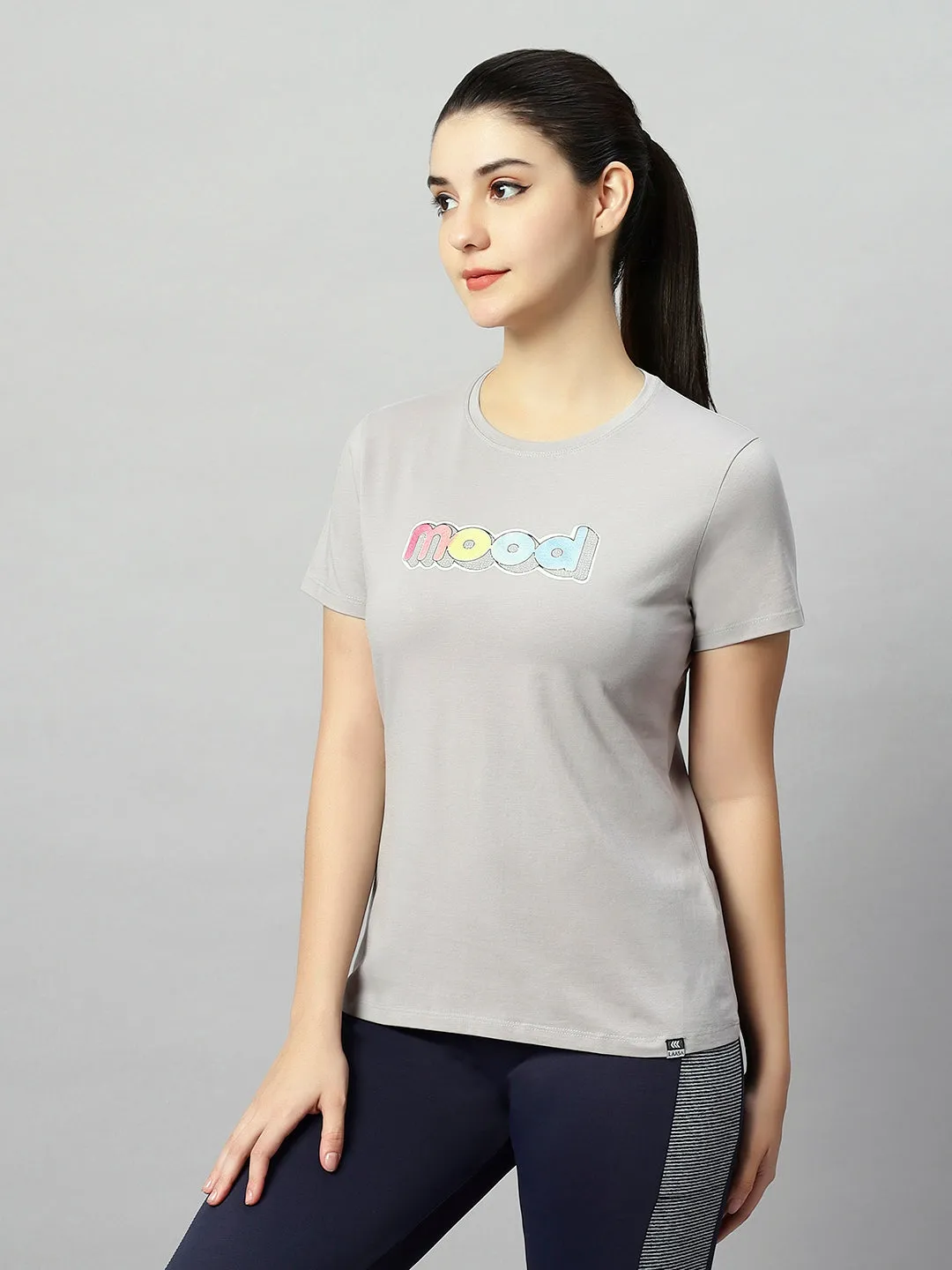 WOMEN COLORFUL MOOD PRINT SOFT COTTON T-SHIRT