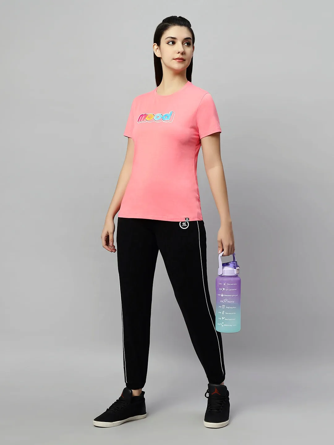WOMEN COLORFUL MOOD PRINT SOFT COTTON T-SHIRT