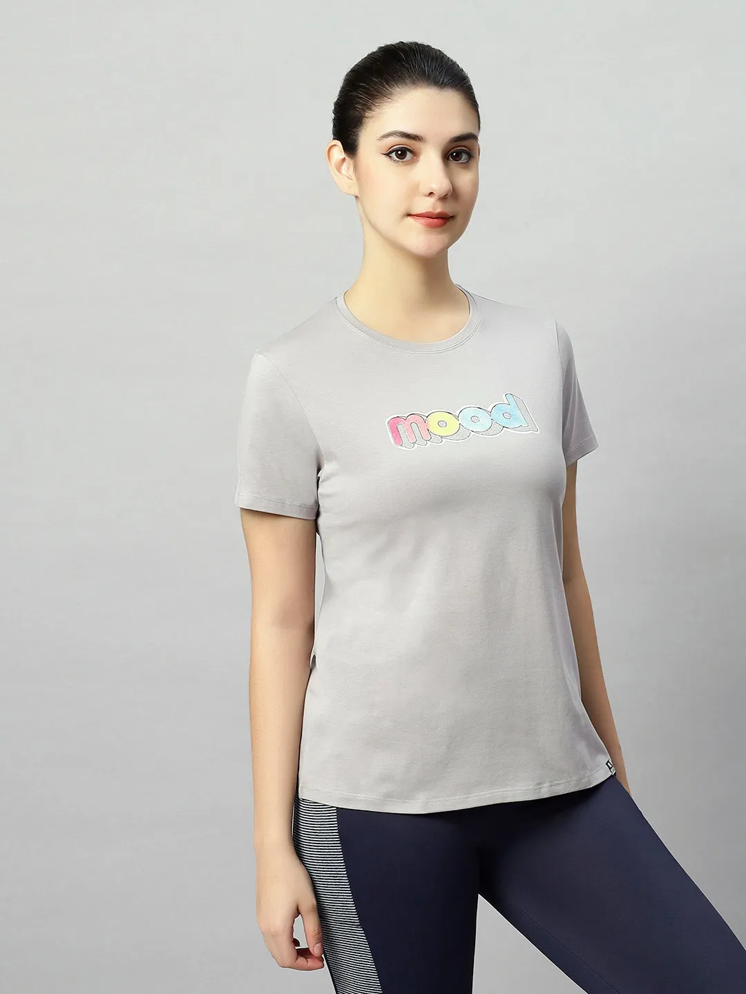 WOMEN COLORFUL MOOD PRINT SOFT COTTON T-SHIRT